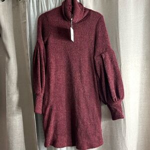 Wine Turtleneck Sweater Dress - NEW WITH TAGS
